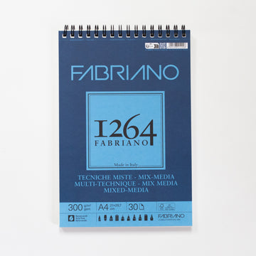 Fabriano 1264 mixed media blok met spiraal 30 vellen 300gr /m² 21x29,7cm (A4)