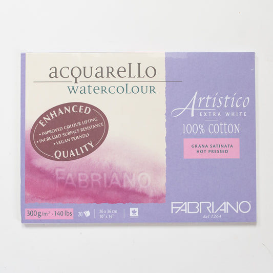 Fabriano Artistico Extra White 300gr 20 vellen 26x36cm Hot pressed