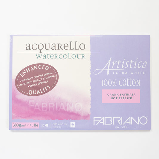 Fabriano Artistico Extra White 300gr 20 vellen 30,5x45,5cm Hot pressed