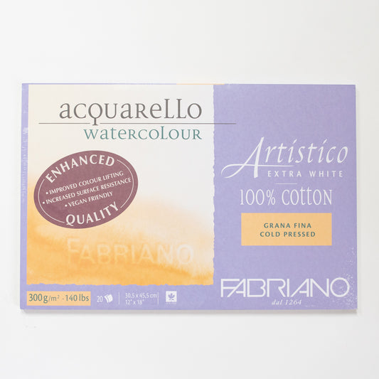 Fabriano Artistico Extra White 300gr 20 vellen 30,5x45,5cm Cold pressed