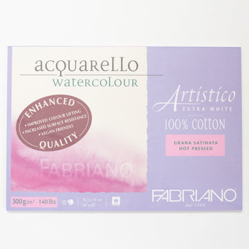 Fabriano Artistico Extra White 300gr 15 vellen 35,5x51cm Hot pressed