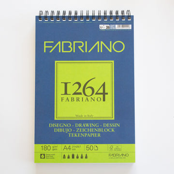 Fabriano 1264 tekenblok met spiraal 50 vellen 180gr/m² 21x29,7cm (A4)