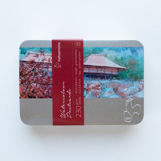 Hahnemühle Watercolour Postcards in Metal Box A6 Rough 230g 30 stuks