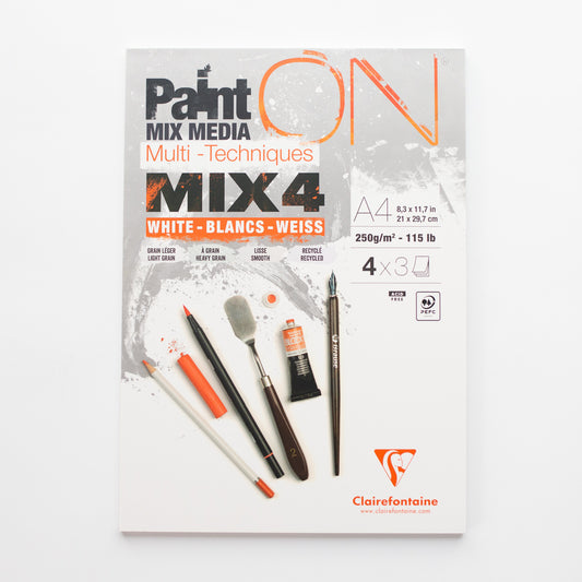 Paint’ON Mixed Media 250g Mix 4 soorten Wit A4 12 vellen