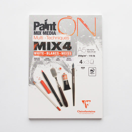 Paint’ON Mixed Media 250g Mix 4 soorten Wit A5 12 vellen