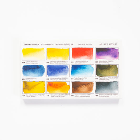 Roman Szmal Aquarius Watercolour set 12 pans Adam Papke