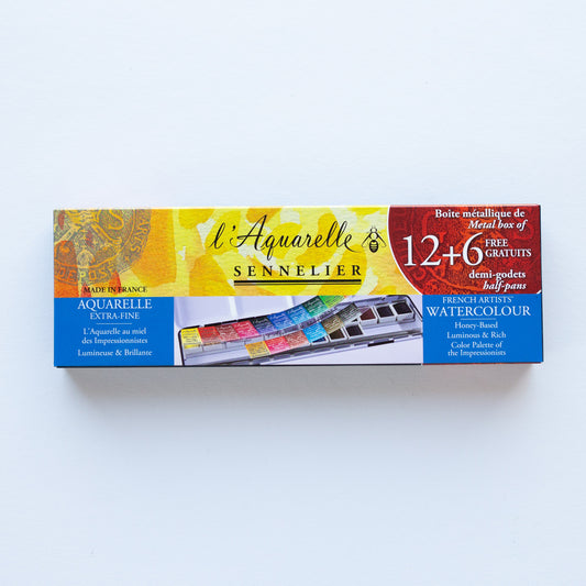 Sennelier l’Aquarelle Set 12 Half Pans + 6 gratis