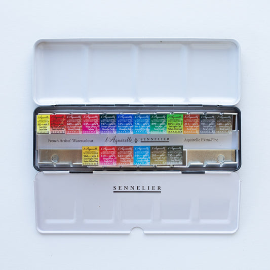 Sennelier l’Aquarelle Set 12 Half Pans + 6 gratis