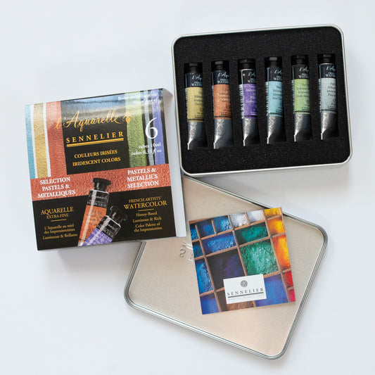 Sennelier l'Aquarelle Iridescent set 6 Pastels&metallics