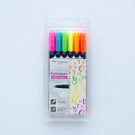 Tombow Fudenosuke Neon Colours Set van 6