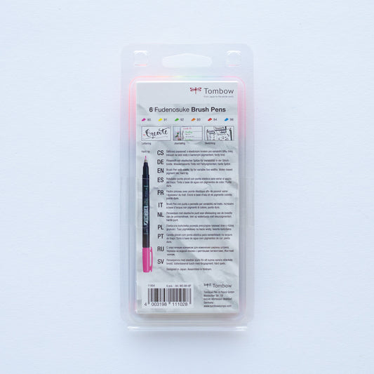 Tombow Fudenosuke Neon Colours Set van 6