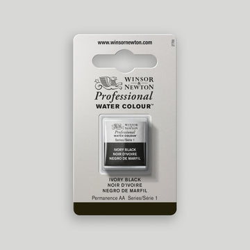 Winsor & Newton Professional Water Colour half pan Ivory Black 1