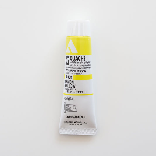 Holbein Acryla Gouache D034 A 'Lemon Yellow'