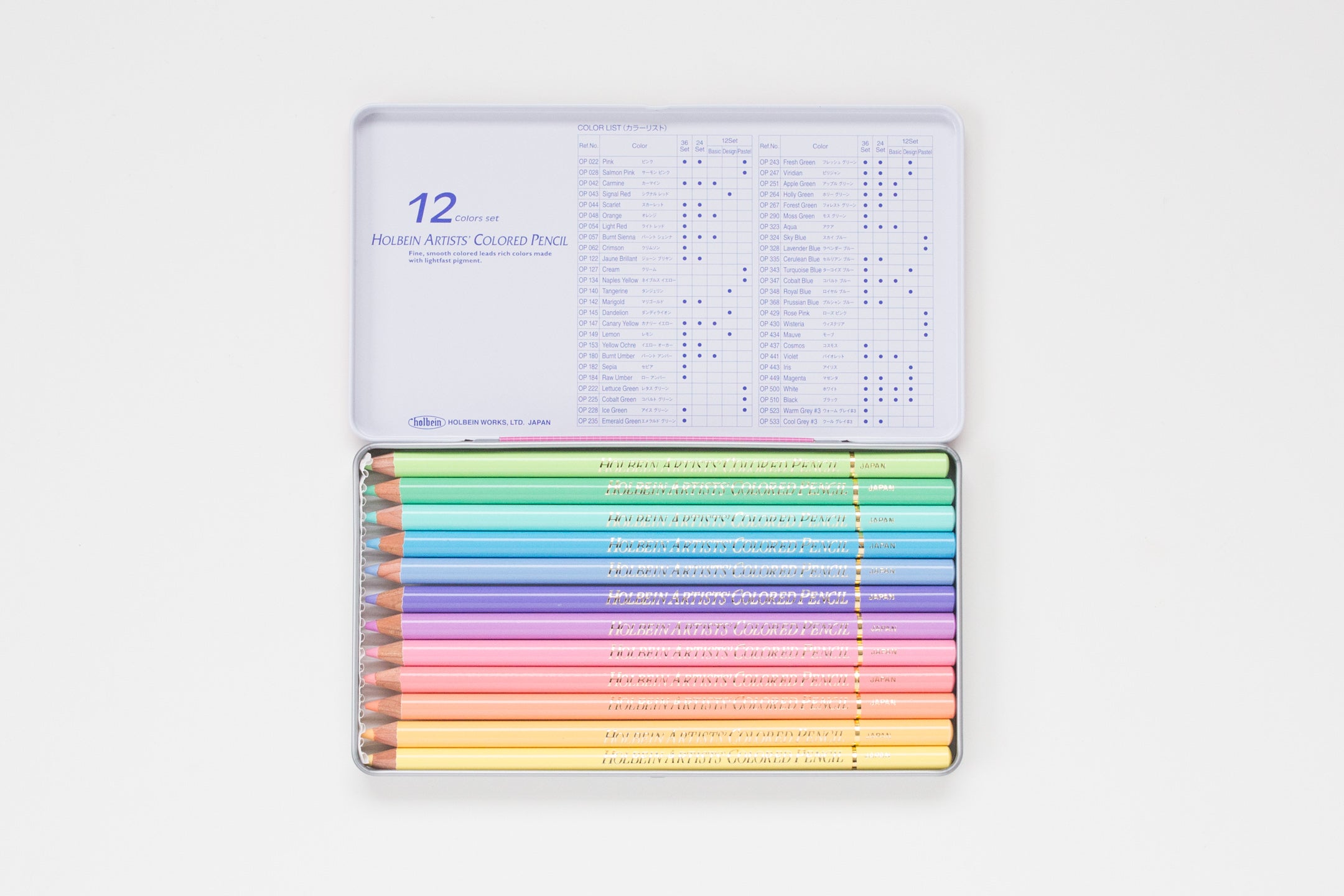 Holbein Coloring Pencil set 12 Pastel Tone