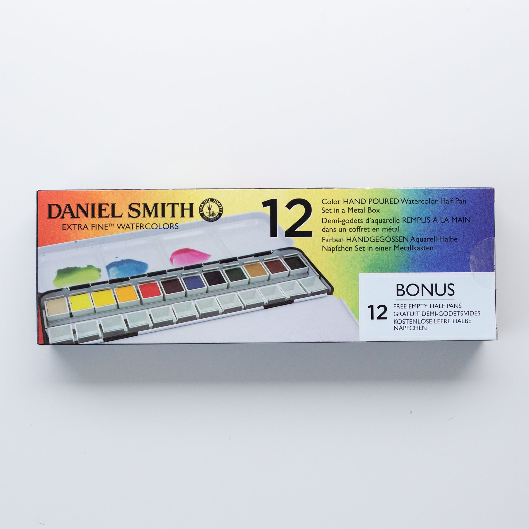 Daniel Smith Halbschalen-Metalldosen-Set in 12 Standardfarben
