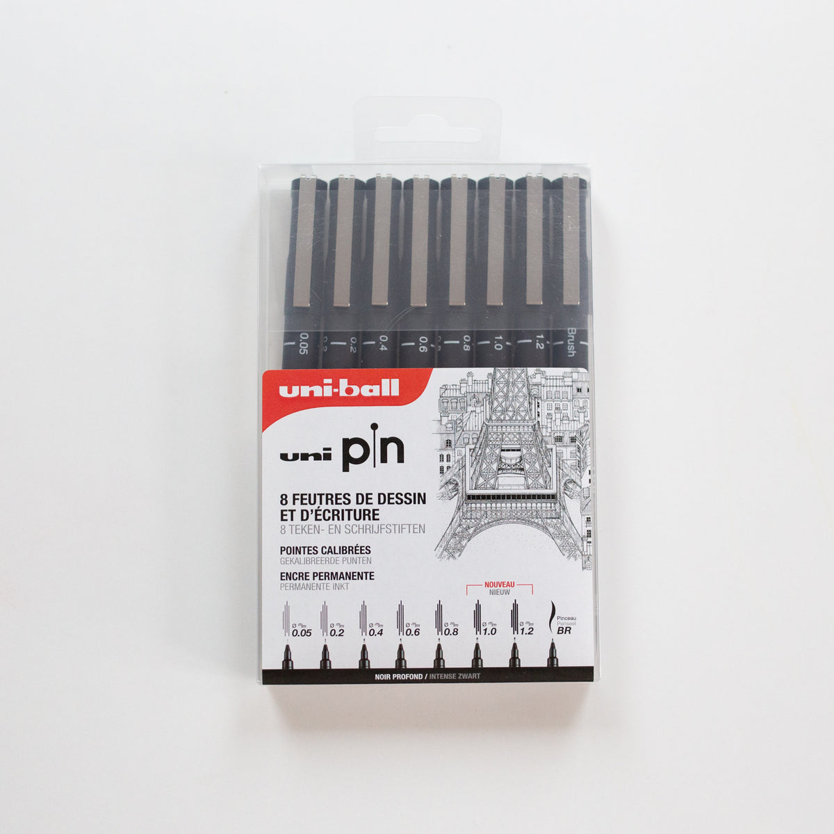 Uni Pin-Set mit 8 Finelinern BRUSH-005-02-04-06-08-10-12