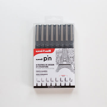 Uni Pin set met 8 fineliners BRUSH-003-01-03-05-07-09-12