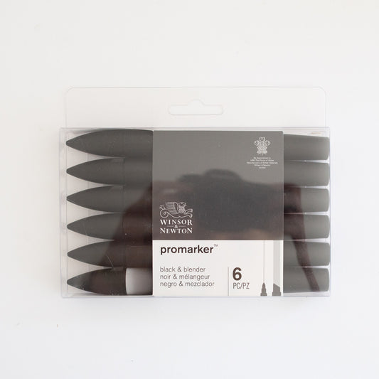 Winsor & Newton Promarker Set 5 blacks + blender