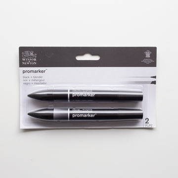 Winsor &amp; Newton Promarker Black &amp; Blender 2 set