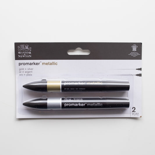 Winsor &amp; Newton Promarker Metallic Gold &amp; Silver 2 set
